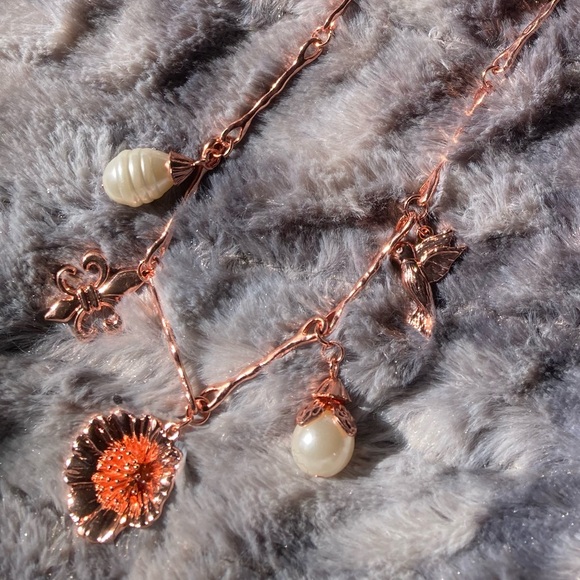 Paparazzi Copper and Faux Pearl Charm Necklace NWT. Vintage Vibe. - Picture 2 of 7